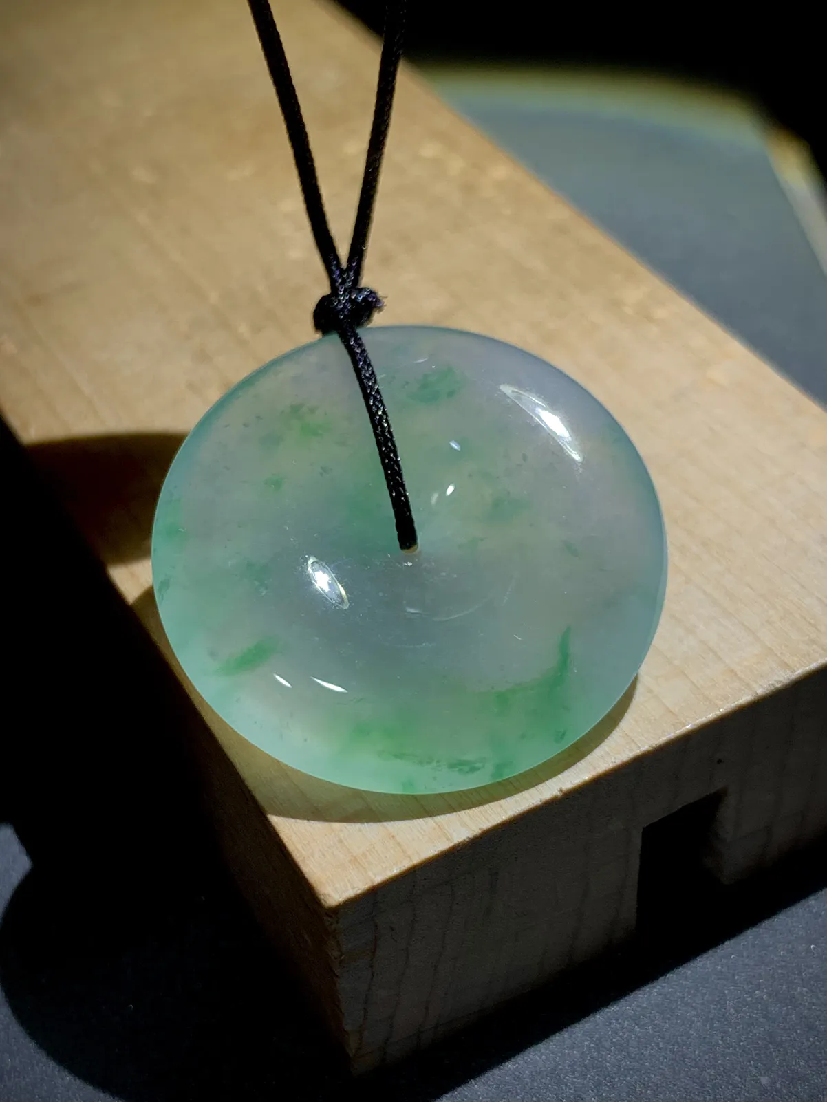 绿花平安扣子，29.5-5.8mm，