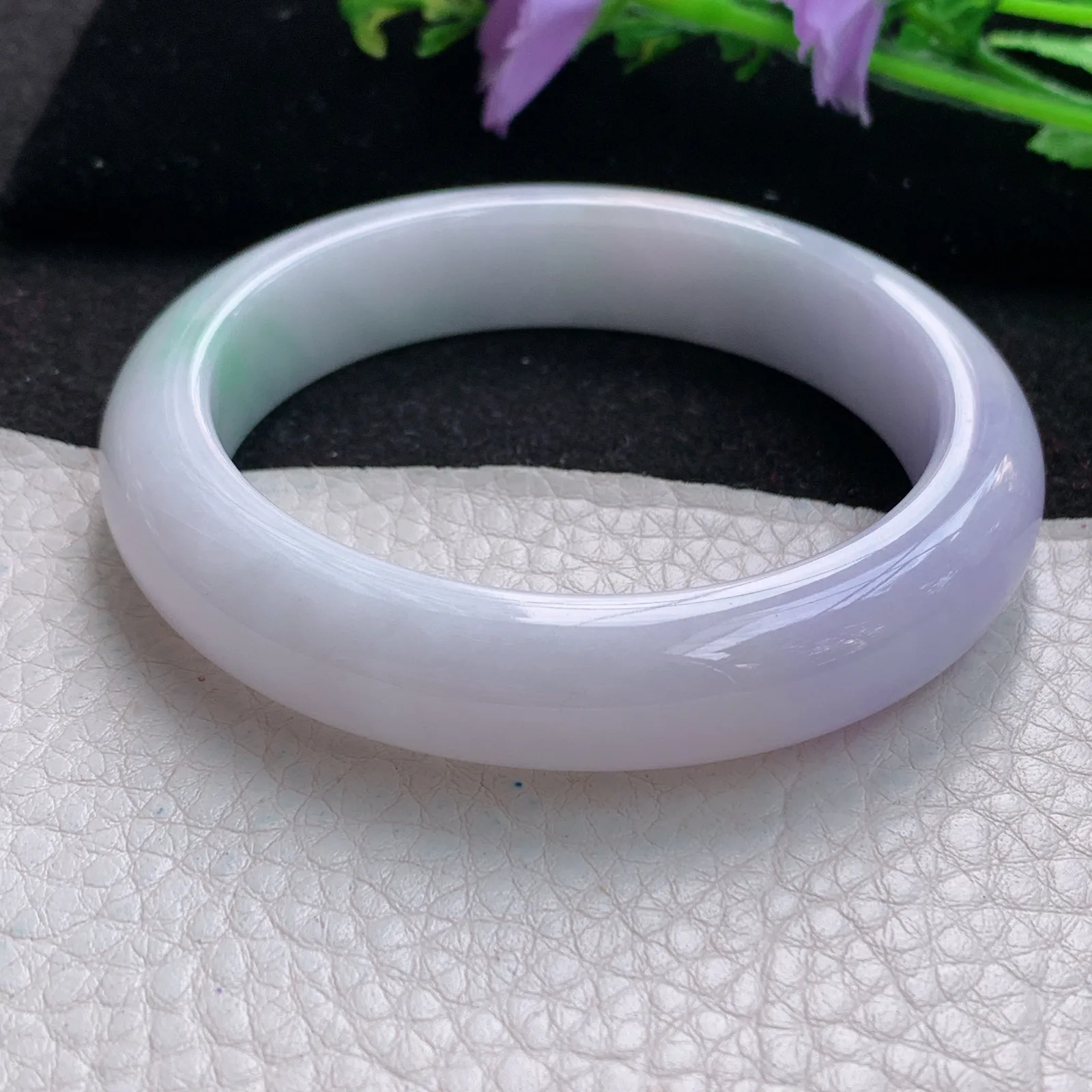 z自然光55.5*12.5*8.6平安镯 缅甸翡翠玉手镯春带彩梦幻款宽边玉手环