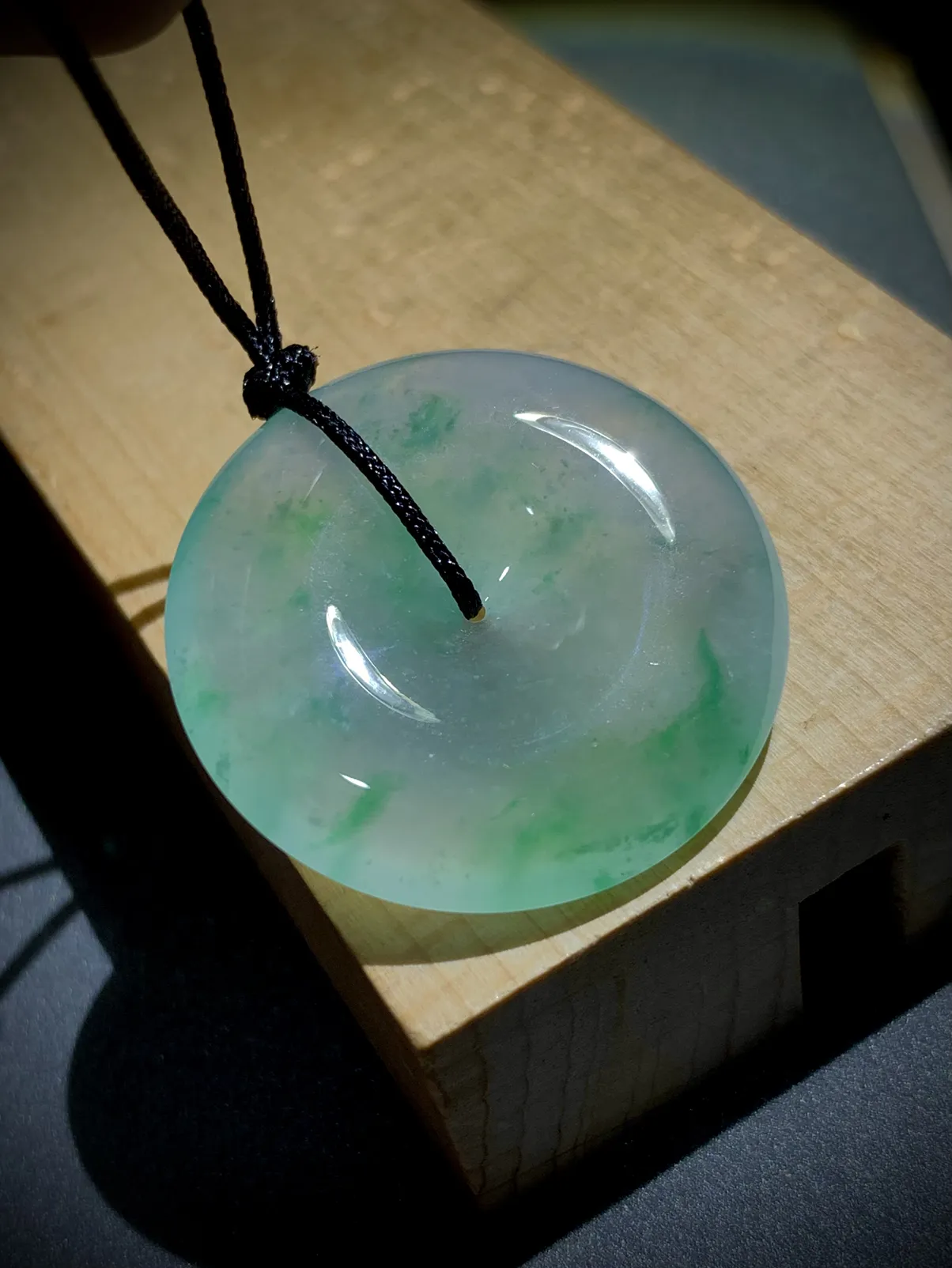 绿花平安扣子，29.5-5.8mm，