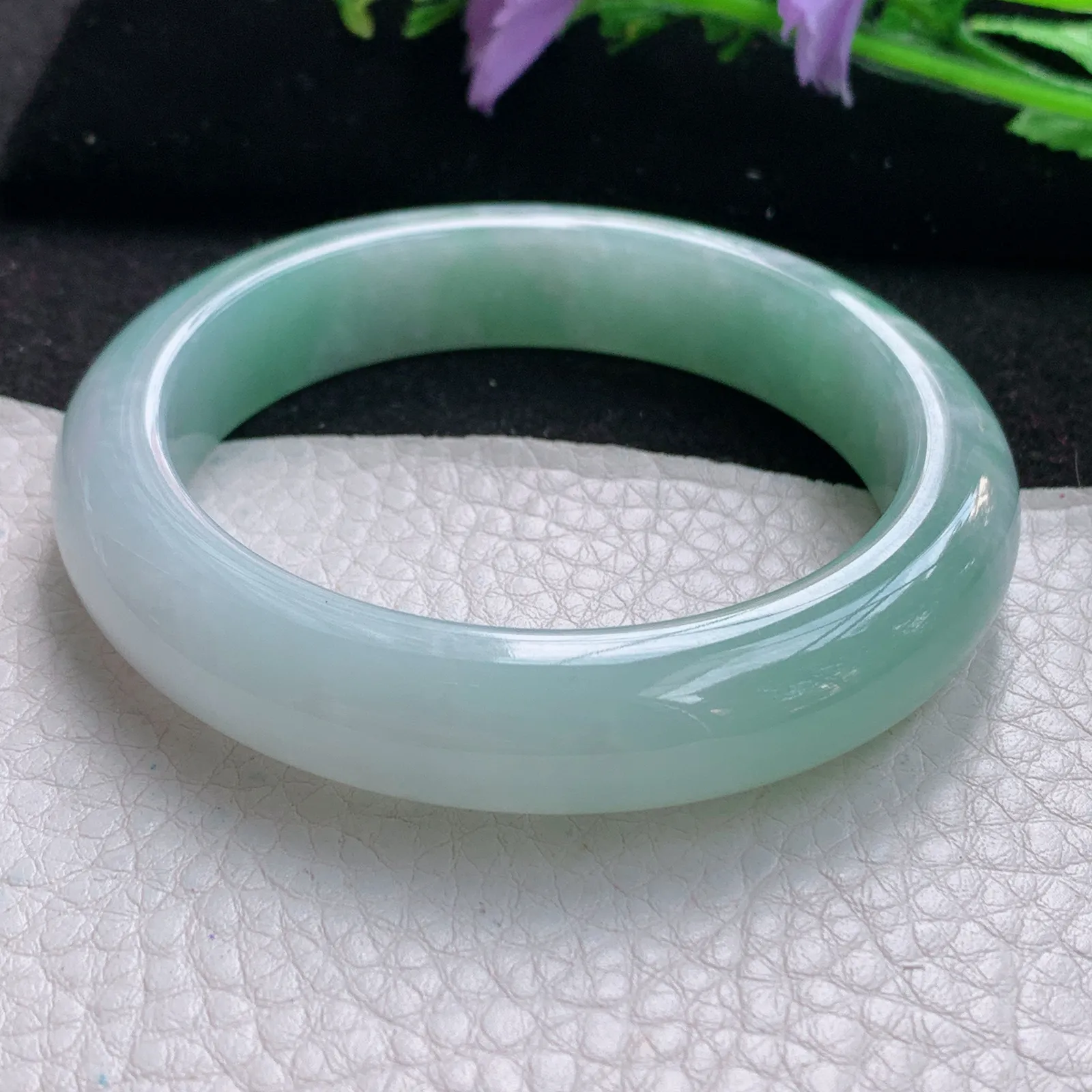 z自然光55.3*12.3*9平安镯 缅甸翡翠玉手镯清新甜美宽边玉手环