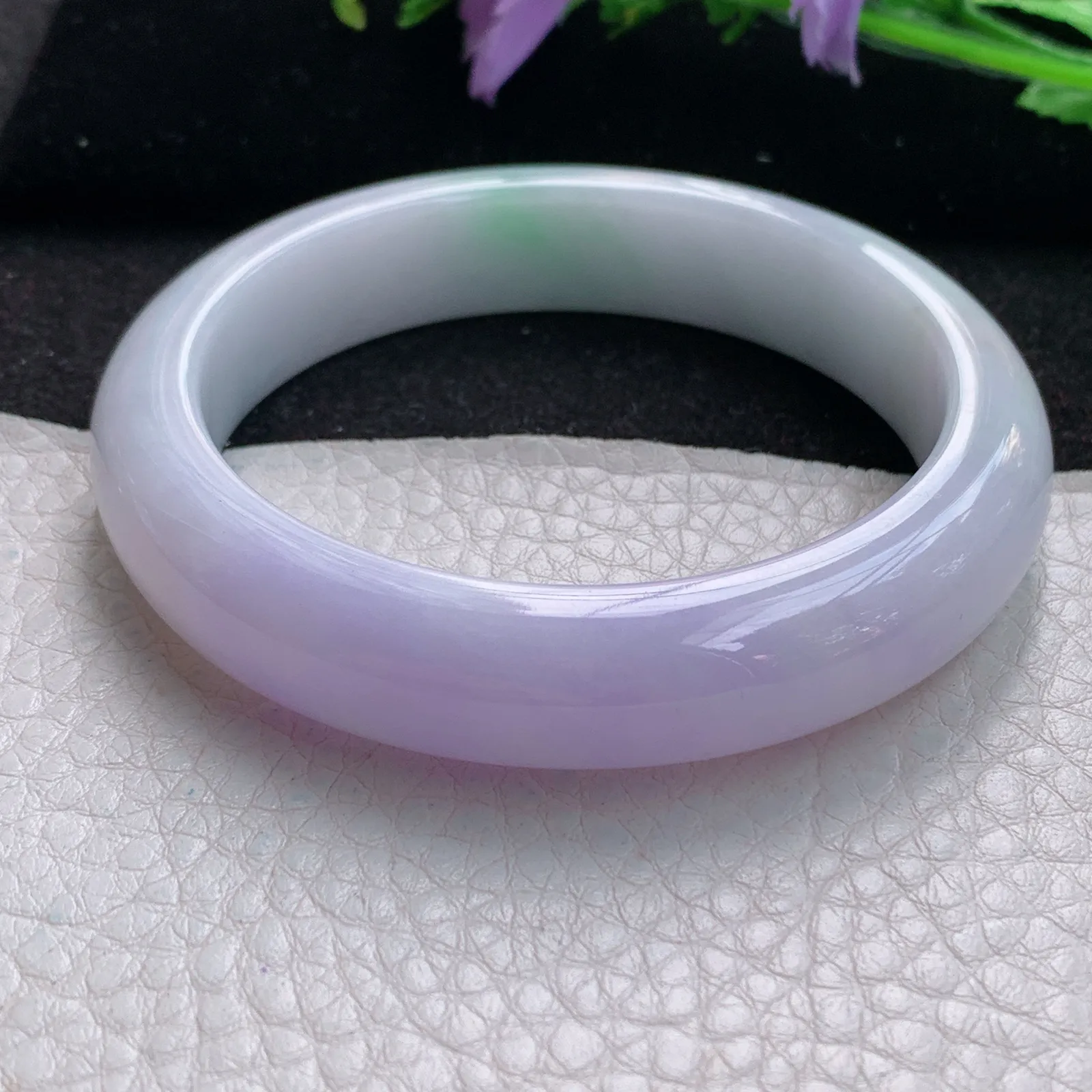 z自然光55.5*12.5*8.6平安镯 缅甸翡翠玉手镯春带彩梦幻款宽边玉手环