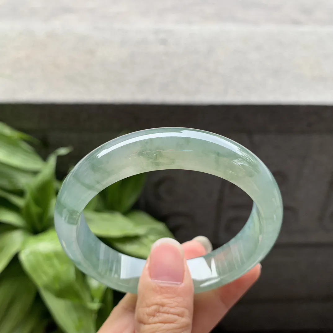 大圈口58.8-14.2-8 【冰芙蓉绿正圈手镯】正圈58 59可戴