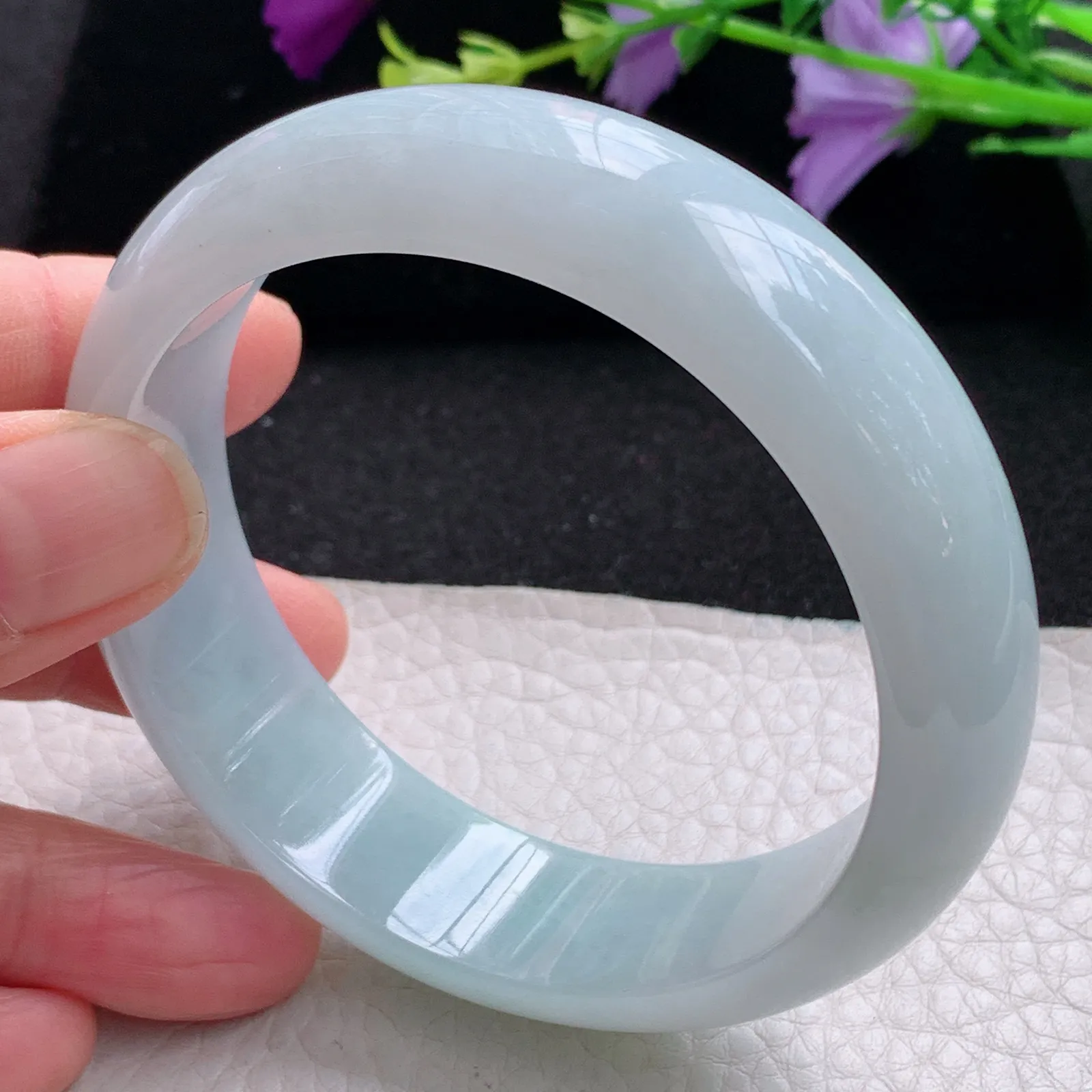 mq自然光59*17.5*8轮胎镯 缅甸翡翠玉手镯天空蓝宽边玉手环 平安镯