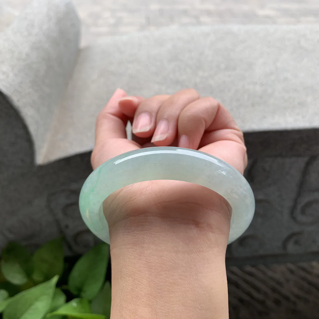 圈口 56.6-12.4-9.1【冰晴绿正圈手镯】正圈56 57可戴