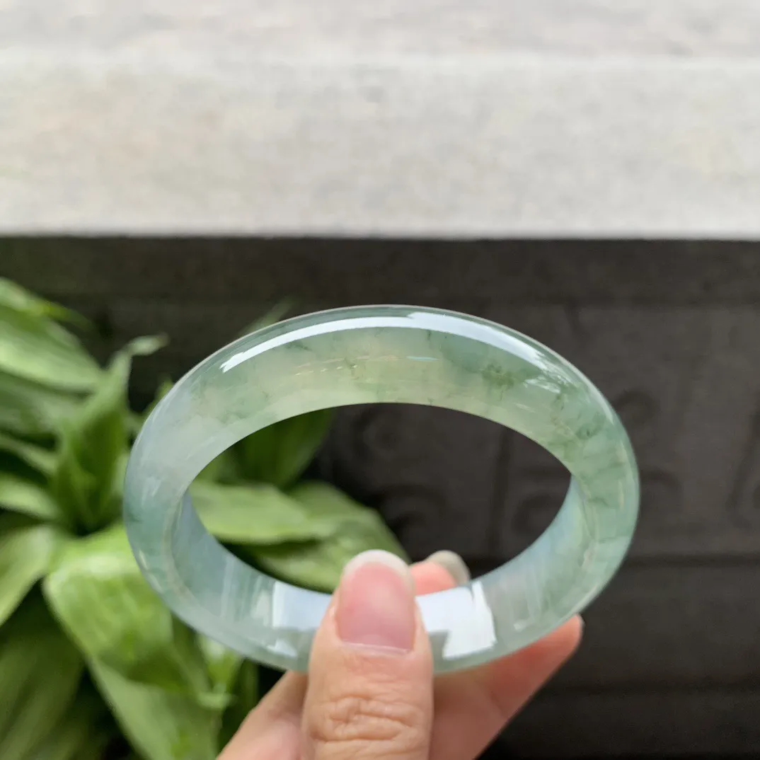 大圈口58.8-14.2-8 【冰芙蓉绿正圈手镯】正圈58 59可戴