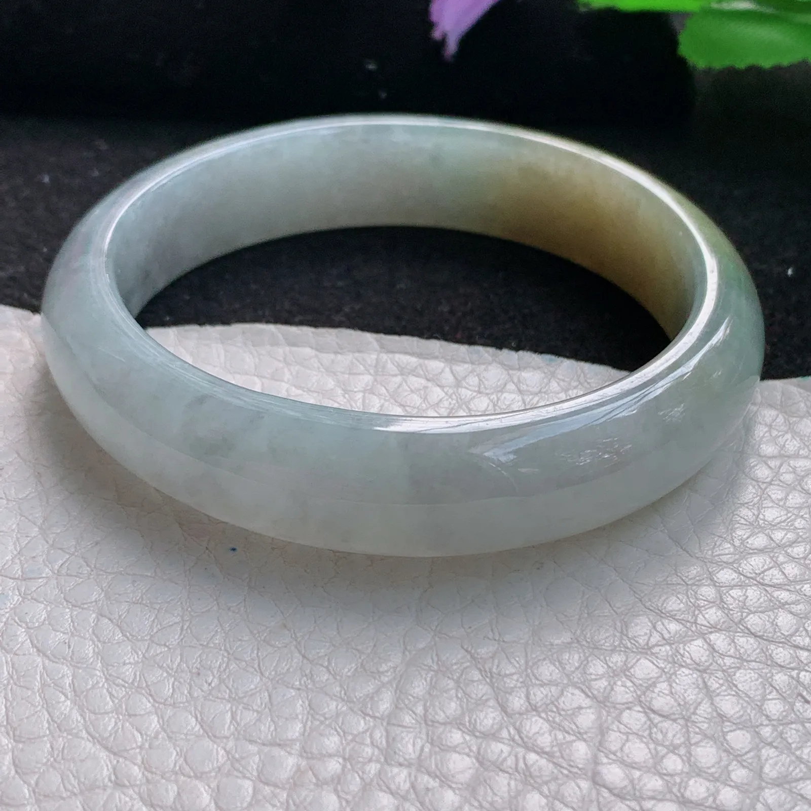 js自然光58*13.5*7.6平安镯 缅甸翡翠玉手镯冰双彩清爽宽边玉手环