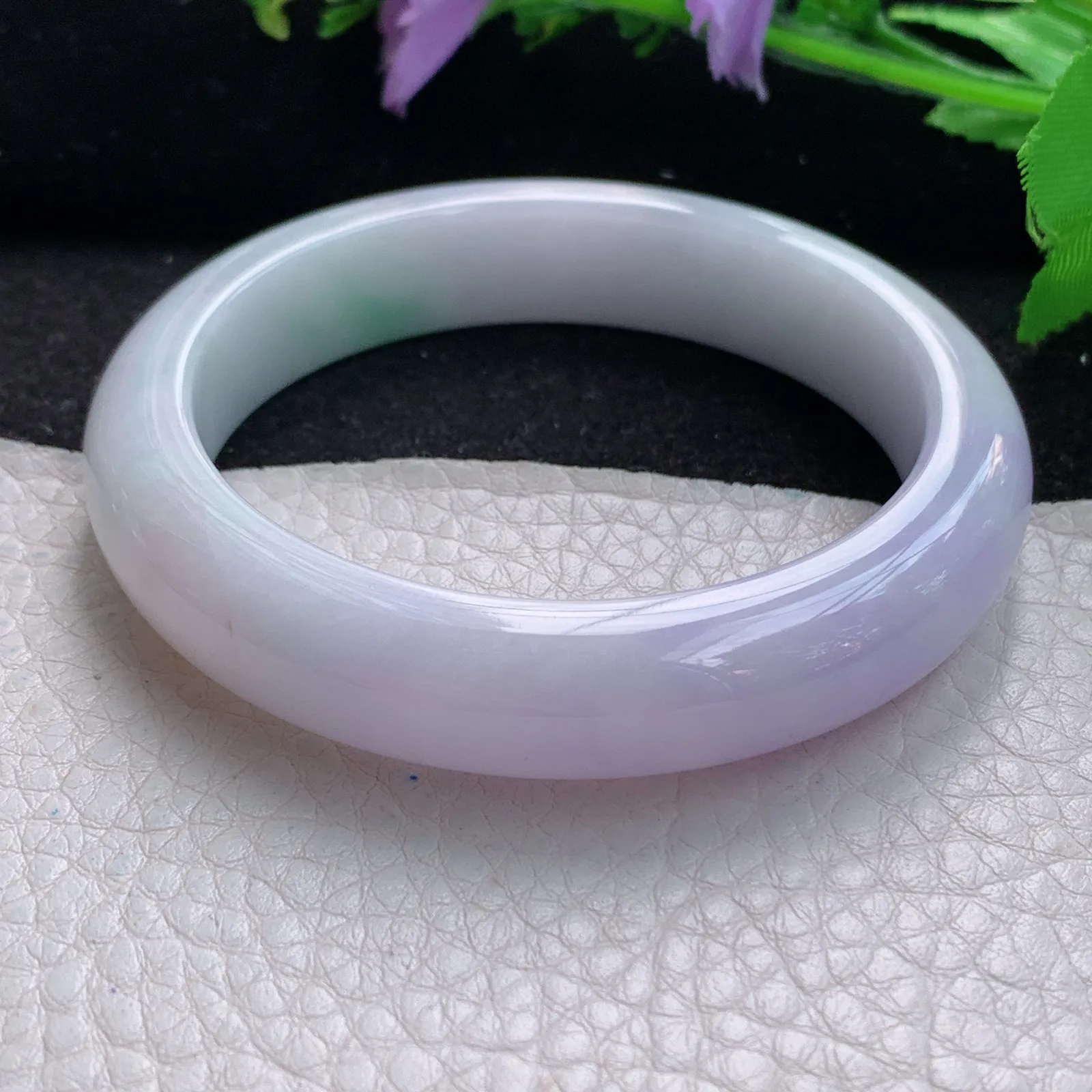 z自然光55.5*12.5*8.6平安镯 缅甸翡翠玉手镯春带彩梦幻款宽边玉手环