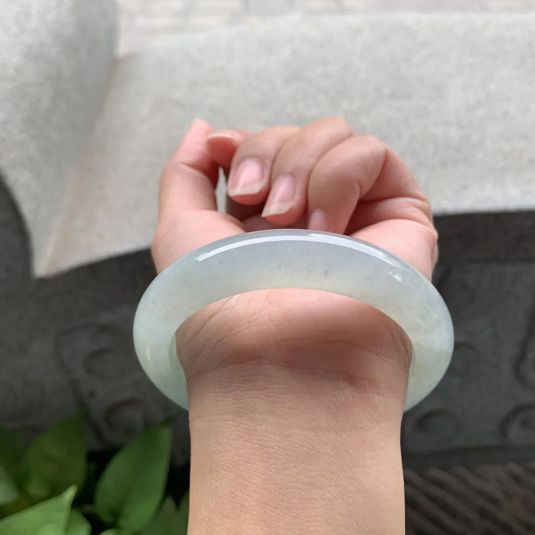 圈口 56.6-12.4-9.1【冰晴绿正圈手镯】正圈56 57可戴