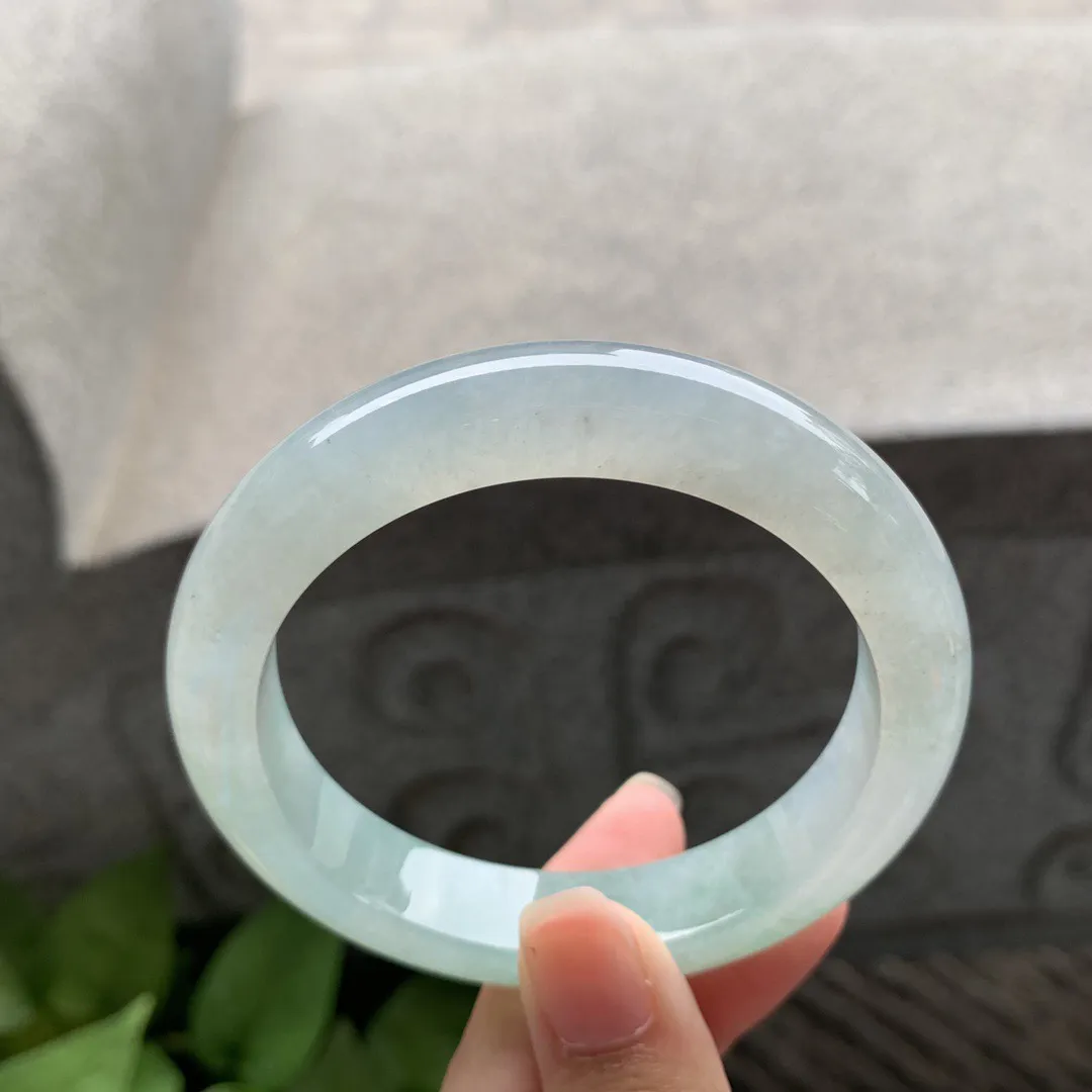 圈口 56.6-12.4-9.1【冰晴绿正圈手镯】正圈56 57可戴