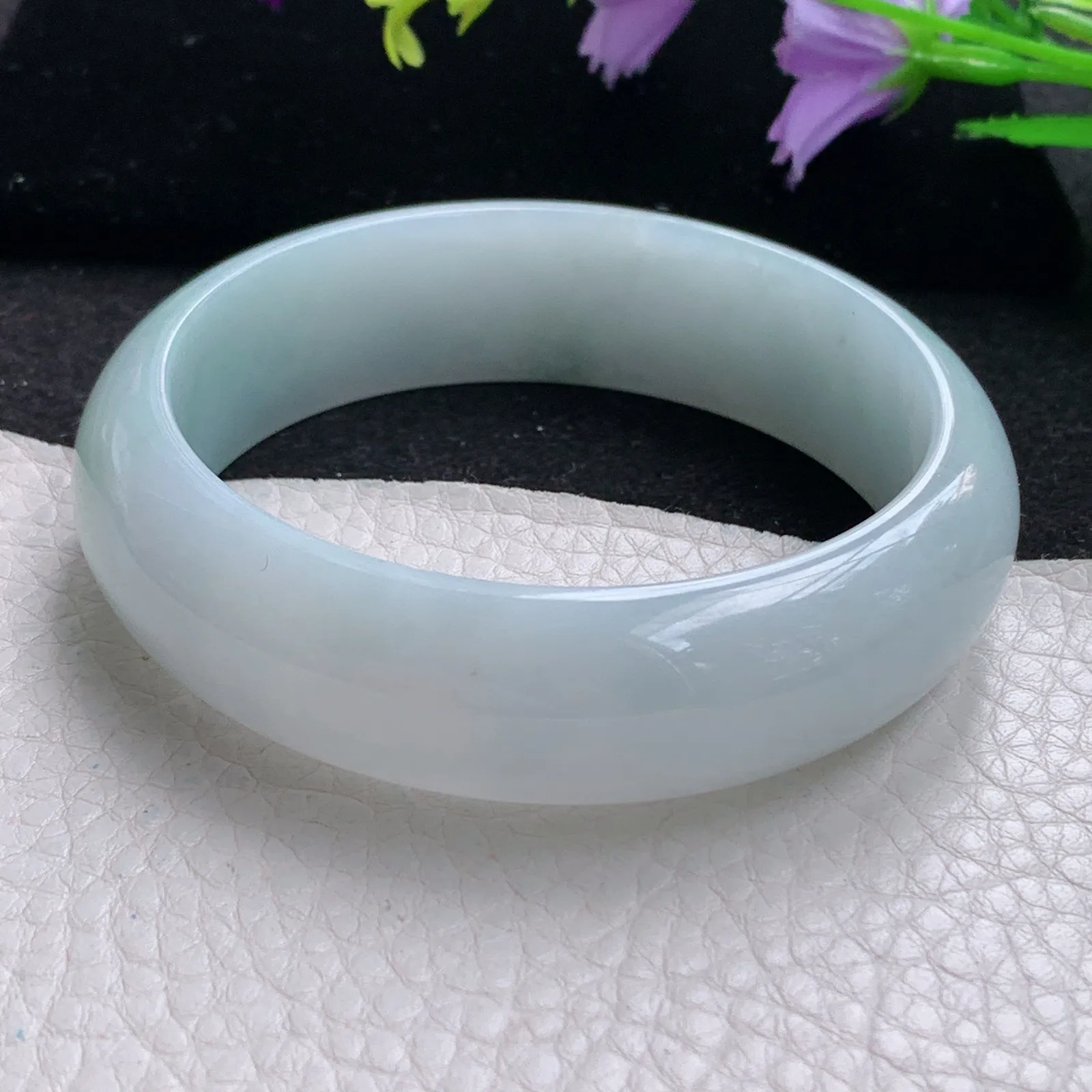 mq自然光59*17.5*8轮胎镯 缅甸翡翠玉手镯天空蓝宽边玉手环 平安镯