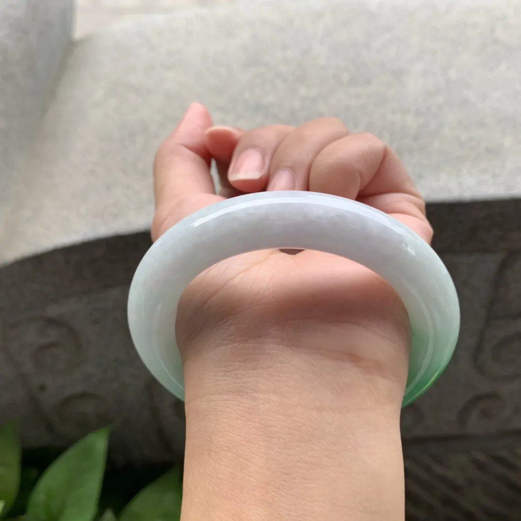 圈口55.3-11.9 【辣绿圆条手镯】圆条55 56可戴