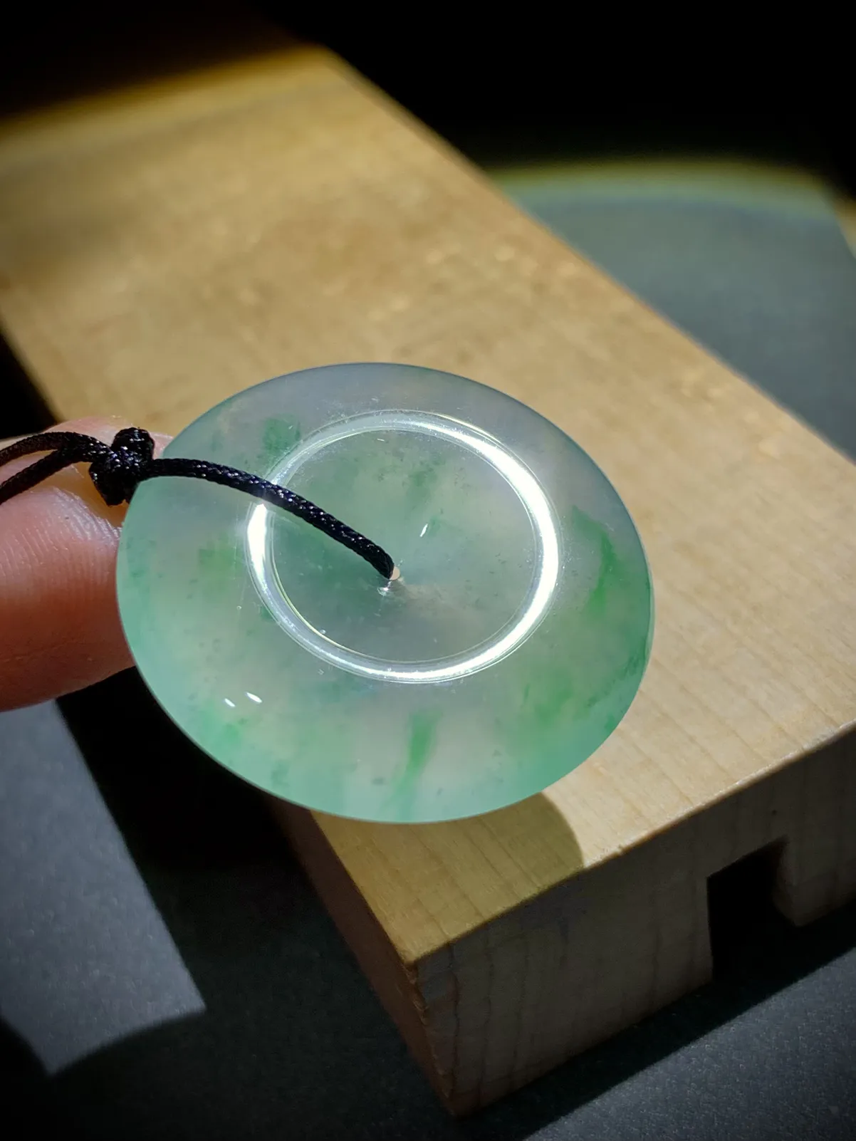 绿花平安扣子，29.5-5.8mm，