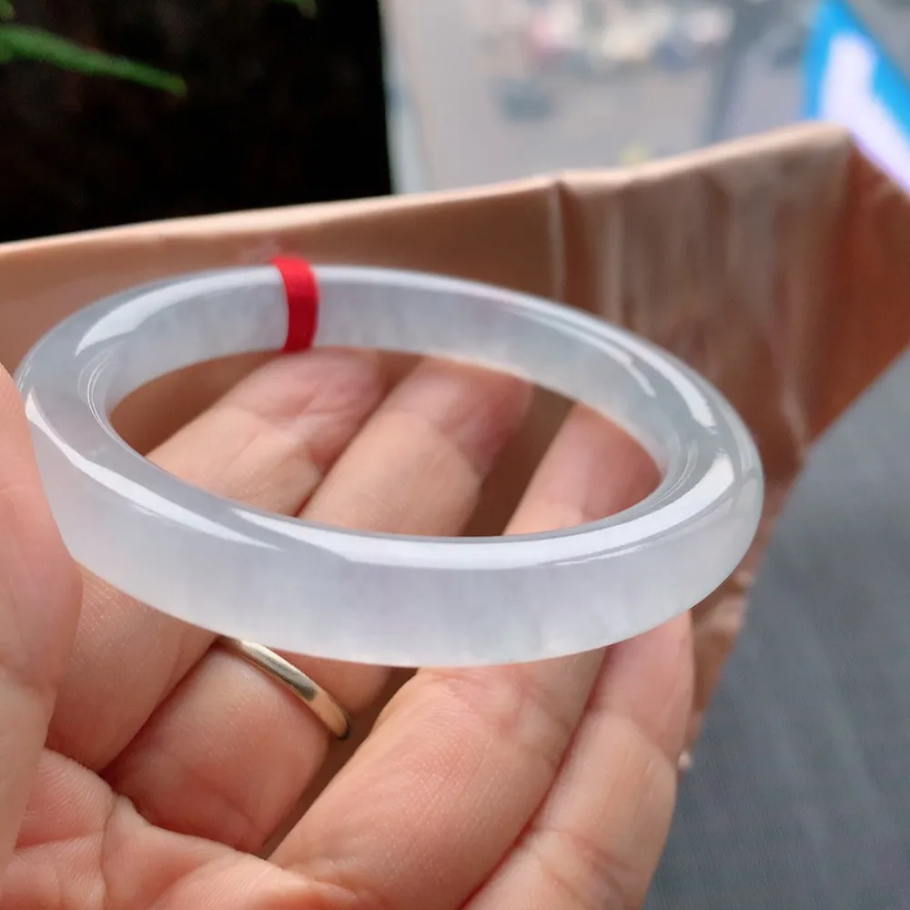 圆条冰玻白月光 无瑕 尺寸:52.1/9.3 荧光闪闪