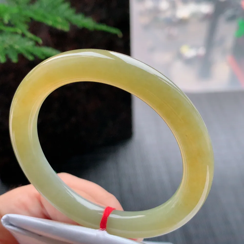 圆条冰黄翡 无瑕 尺寸:54.1/9.3 超值