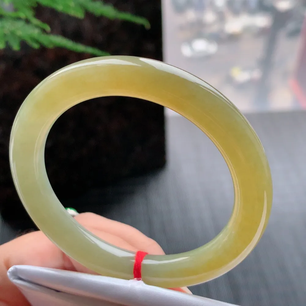 圆条冰黄翡 无瑕 尺寸:54.1/9.3 超值