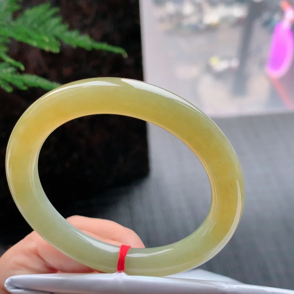 圆条冰黄翡 无瑕 尺寸:54.1/9.3 超值