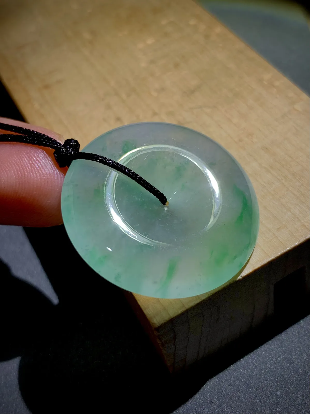 绿花平安扣子，29.5-5.8mm，