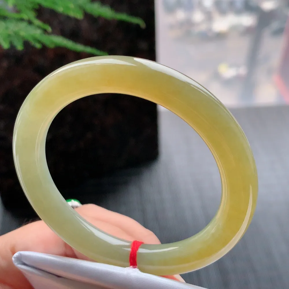 圆条冰黄翡 无瑕 尺寸:54.1/9.3 超值