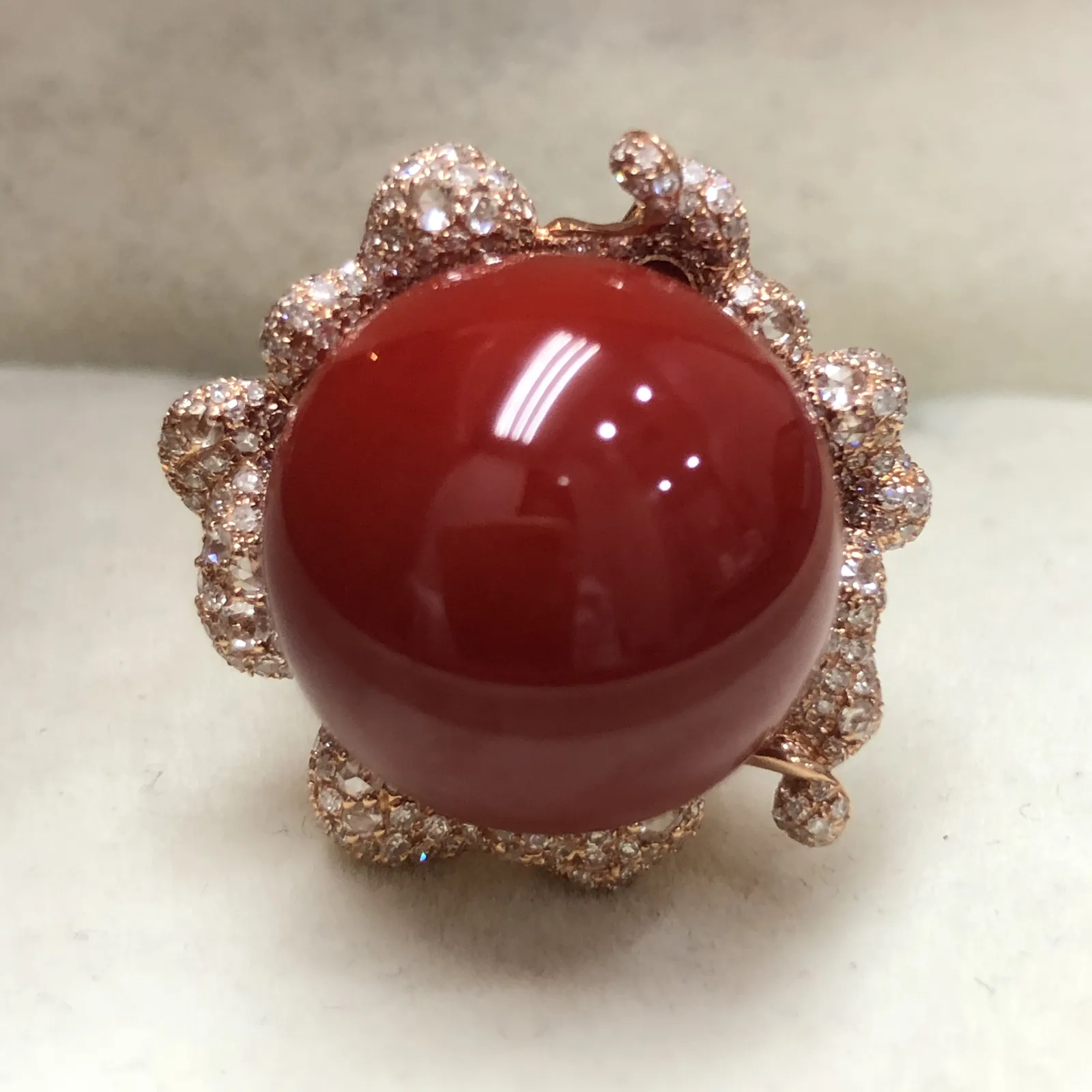 【天然日本阿卡牛血红珊瑚17.3mm豪华大圆珠戒指吊坠两用款】️遇不可求！豪华款！戒指吊坠两用款！