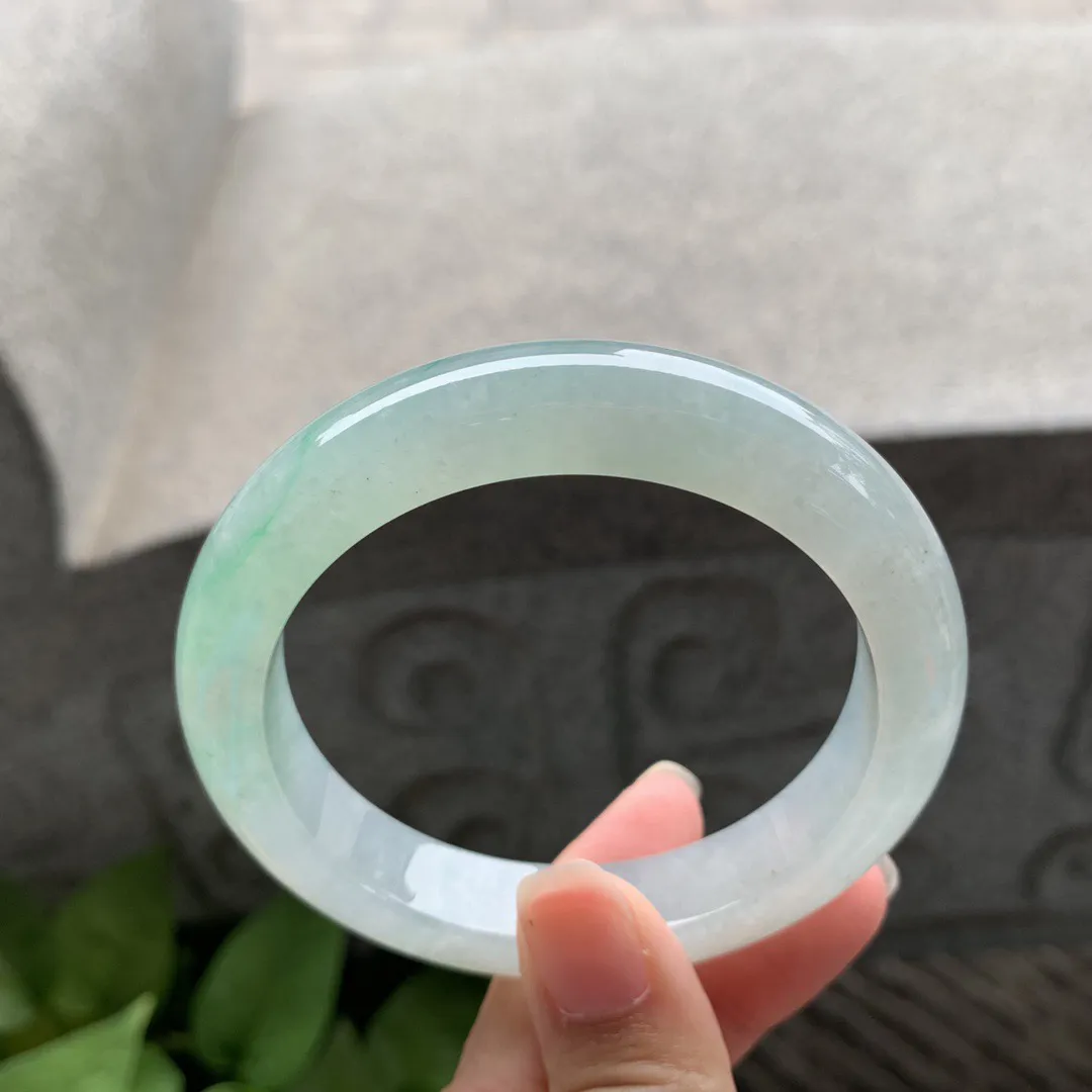 圈口 56.6-12.4-9.1【冰晴绿正圈手镯】正圈56 57可戴