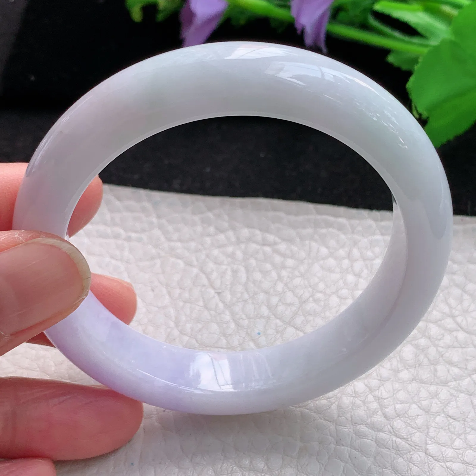 z自然光55.5*12.5*8.6平安镯 缅甸翡翠玉手镯春带彩梦幻款宽边玉手环