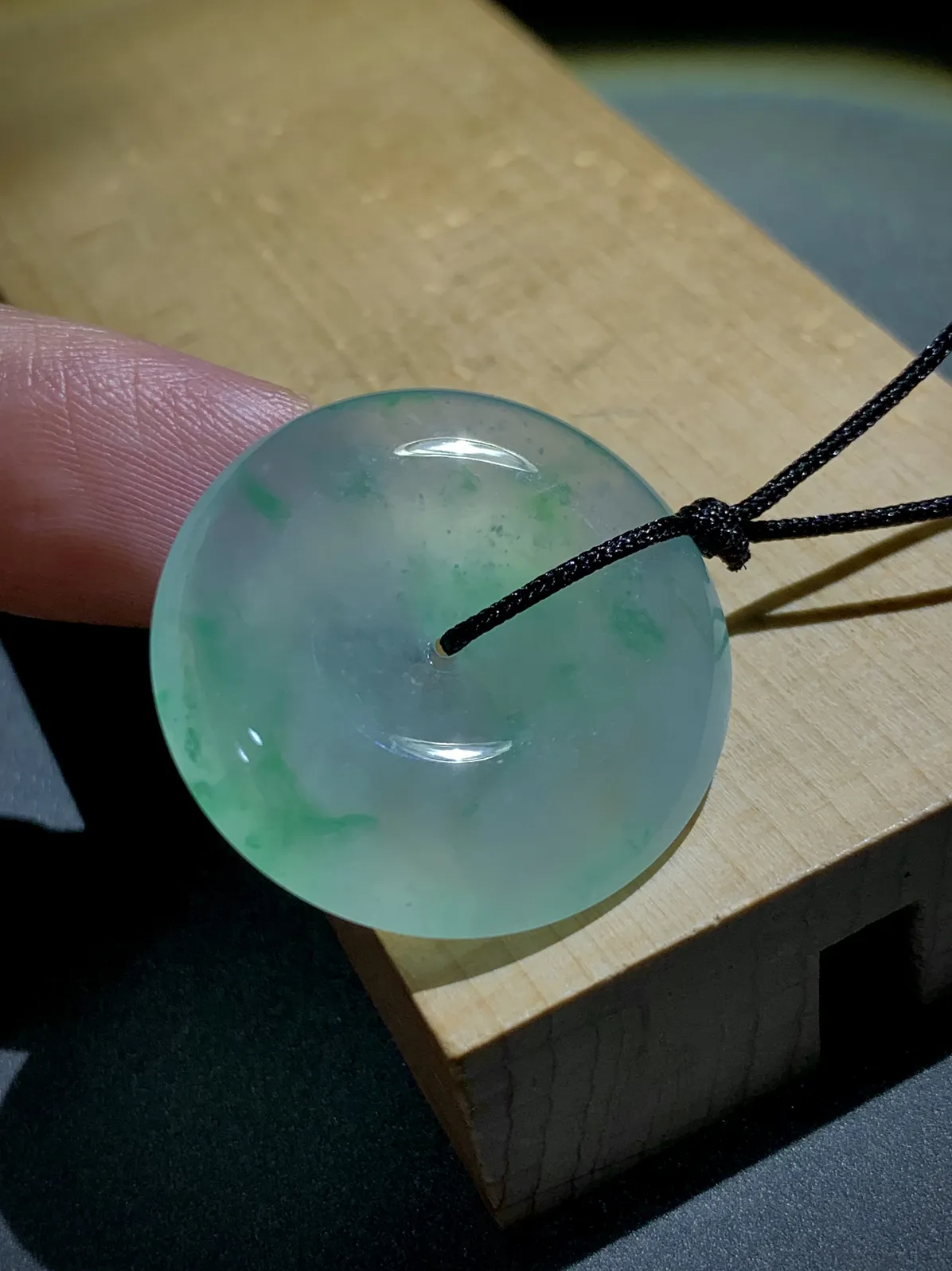 绿花平安扣子，29.5-5.8mm，