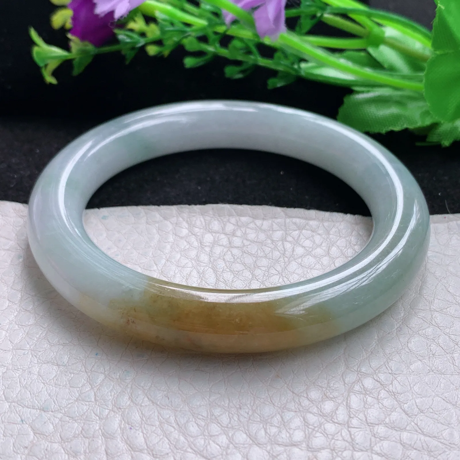 mq自然光56*10.5美人镯 缅甸翡翠a货玉手镯冰润招财圆条珠宝玉手环