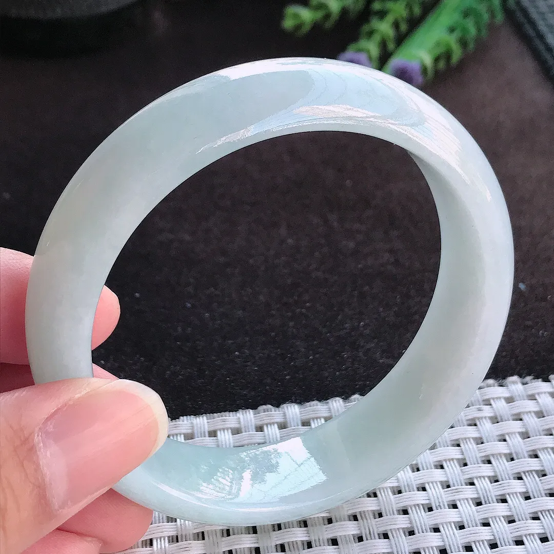 天然a货翡翠58/16.3/8老坑温润轮胎手镯宽边玉手镯