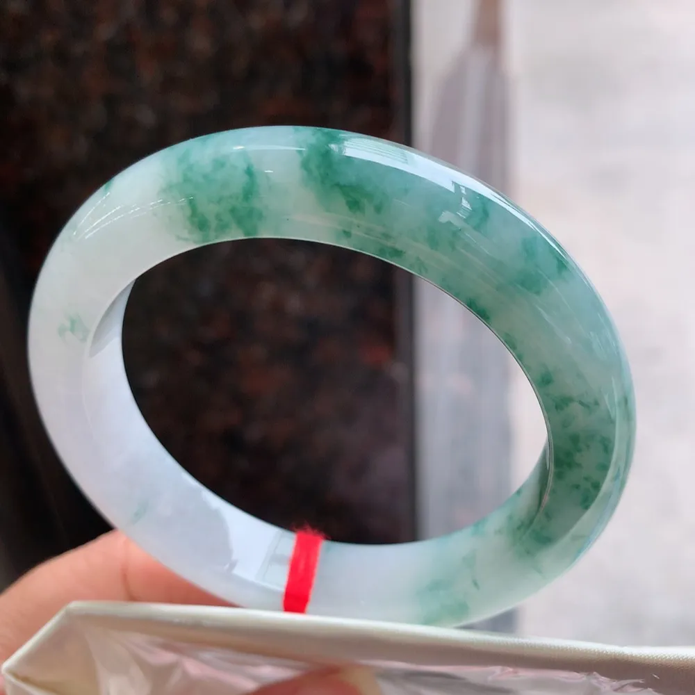 正圈冰蓝绿花 无瑕 尺寸:56.7/12.3/9.4 花美