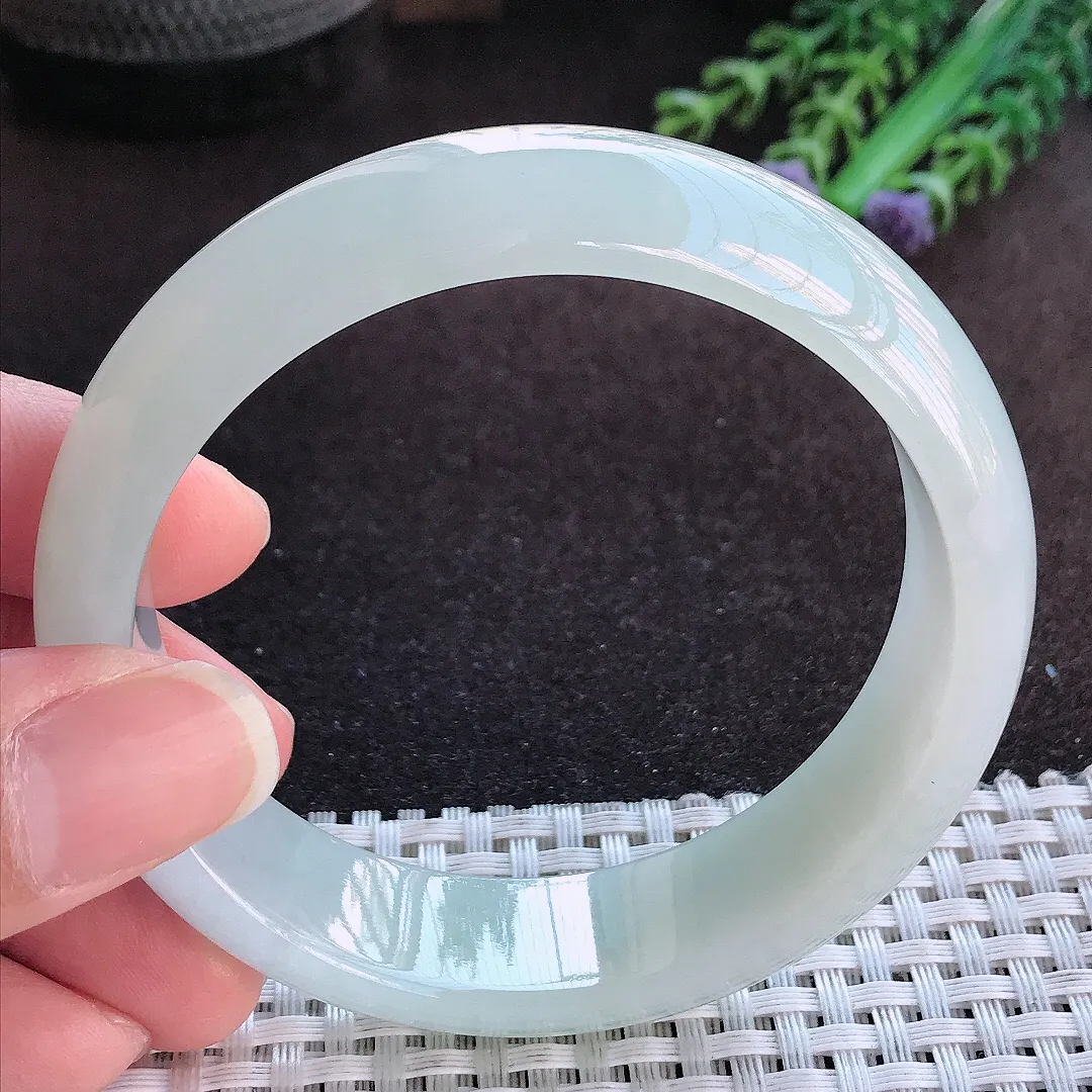 天然a货翡翠59.5/16.5/7.8老坑秀气冰润轮胎手镯宽边玉手镯