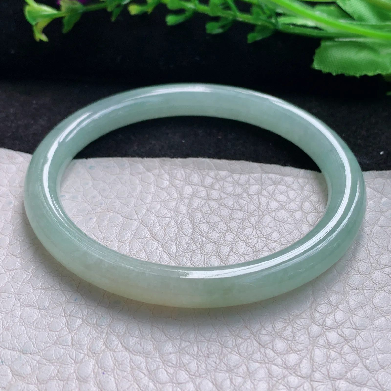 xx自然光54*6.8叮当镯 缅甸翡翠a货玉手镯冰晴圆条珠宝玉手环