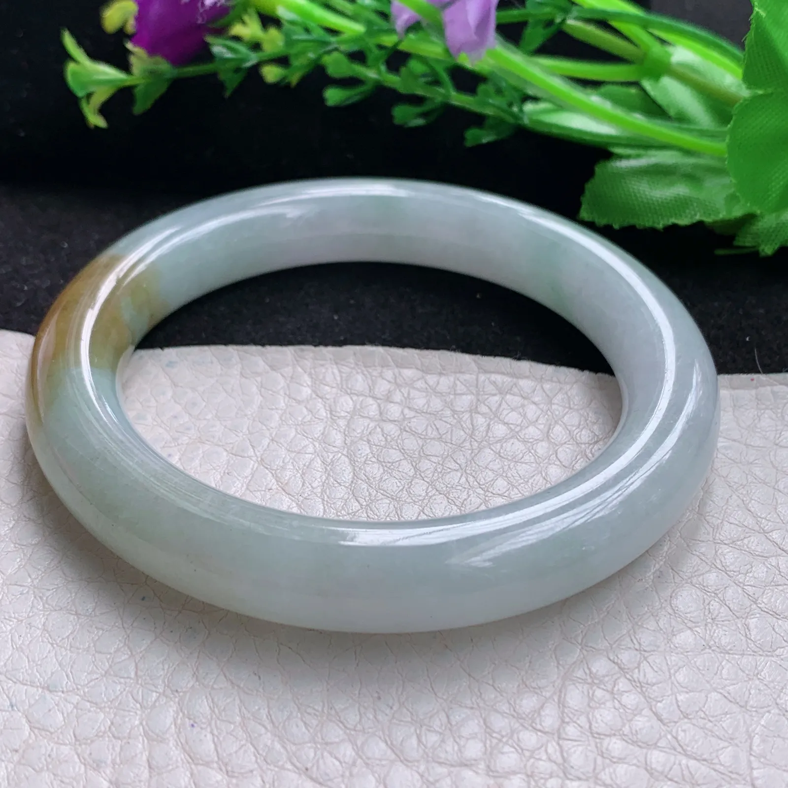 mq自然光56*10.5美人镯 缅甸翡翠a货玉手镯冰润招财圆条珠宝玉手环