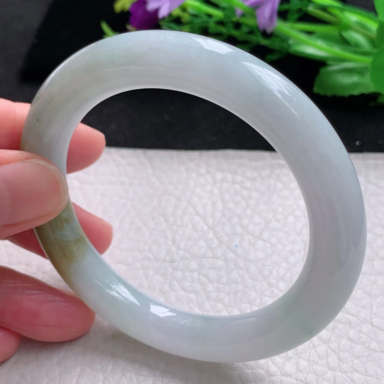 mq自然光56*10.5美人镯 缅甸翡翠a货玉手镯冰润招财圆条珠宝玉手环