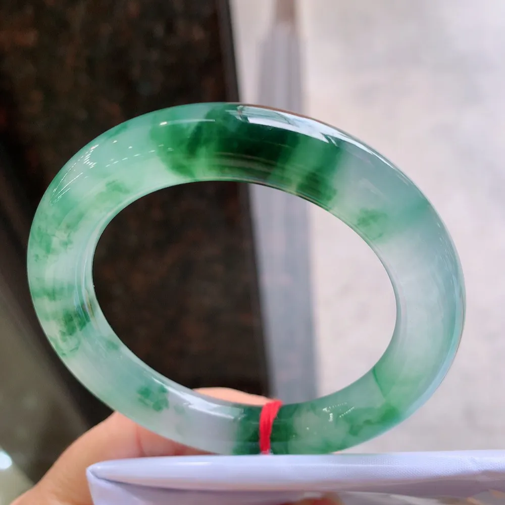 圆条冰玻绿花 微细纹 尺寸:54.1/10.2 花美 起刚光