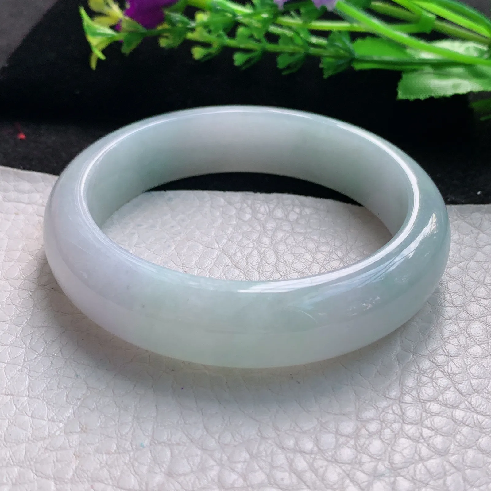 js自然光56*14.6*8.2平安镯 缅甸翡翠a货玉手镯清新宽边珠宝玉手环