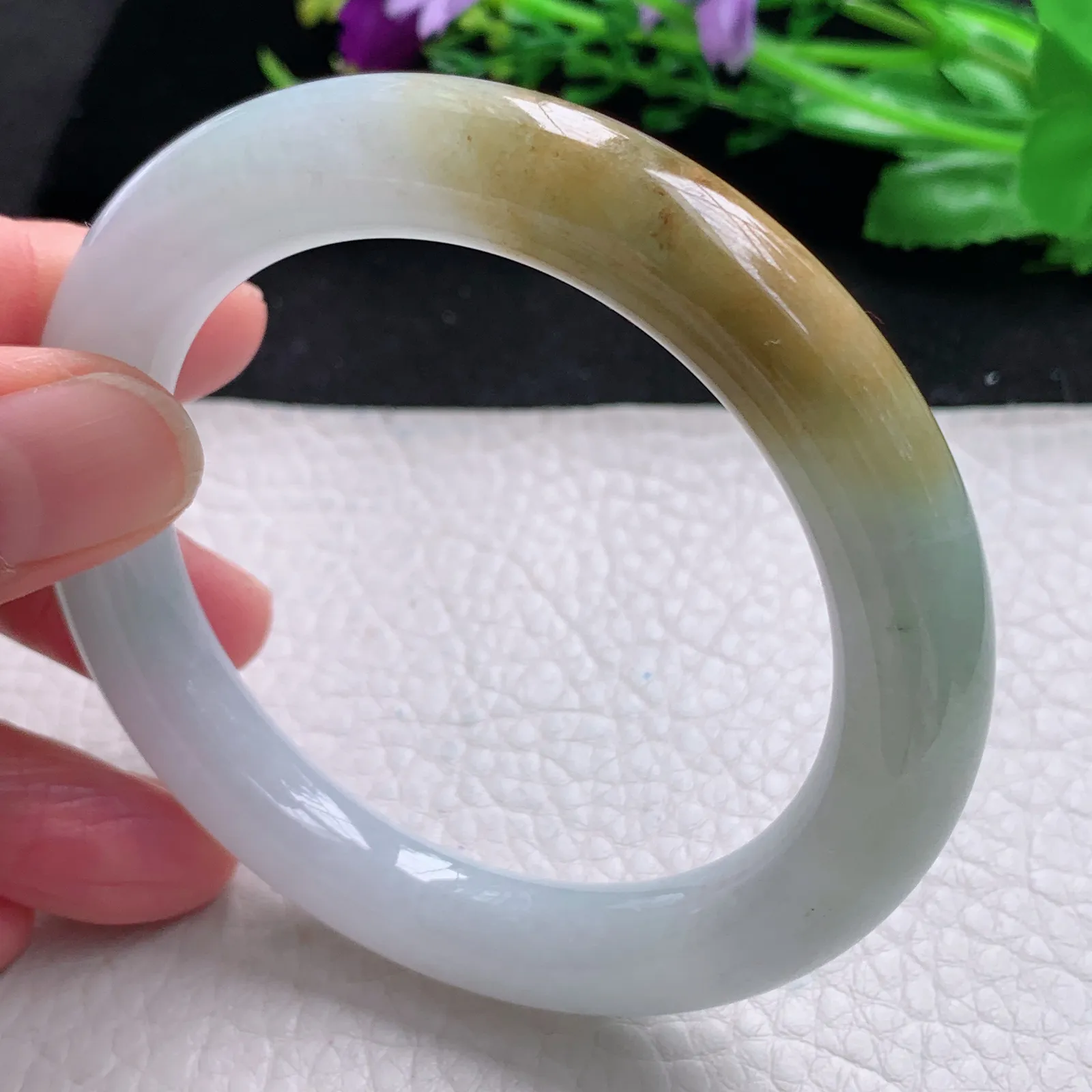 mq自然光56*10.5美人镯 缅甸翡翠a货玉手镯冰润招财圆条珠宝玉手环