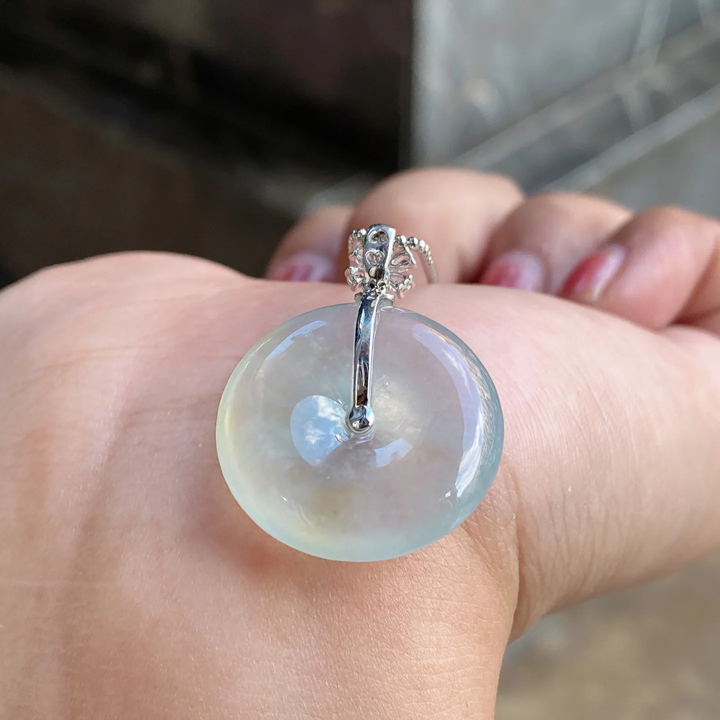 冰黄平安扣吊坠 尺寸30.7-23.1-5.7毫米