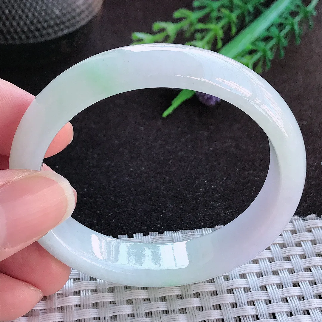天然a货翡翠52.5/47/13.1/7.1老坑秀气冰润贵妃手镯宽边玉手镯