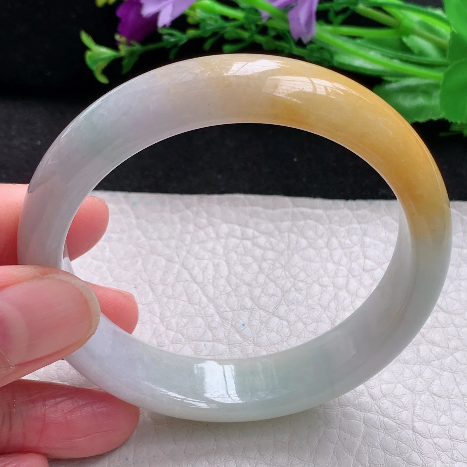 mq自然光58*14.5*7.8招财镯 缅甸翡翠a货玉手镯冰双彩宽边珠宝玉手环