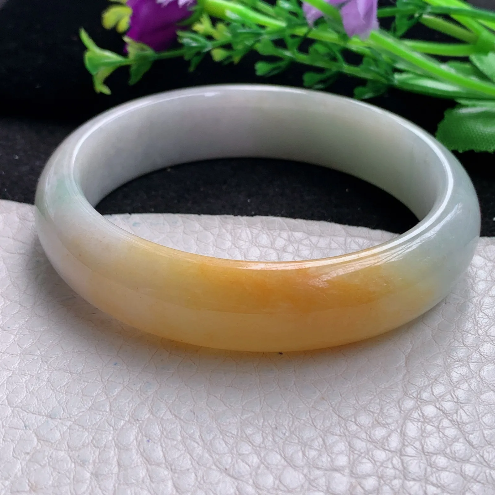 mq自然光58*14.5*7.8招财镯 缅甸翡翠a货玉手镯冰双彩宽边珠宝玉手环