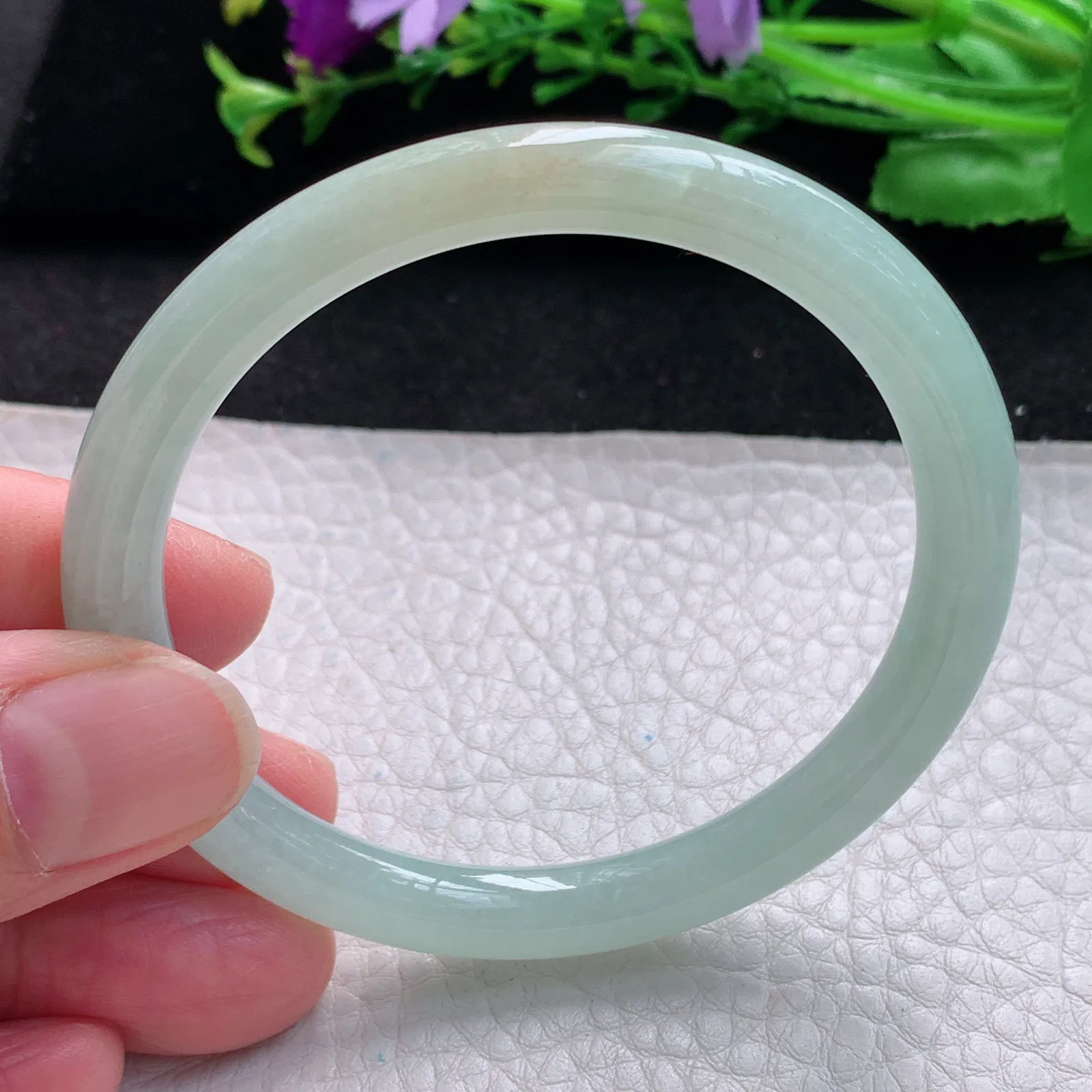 xx自然光54*6.8叮当镯 缅甸翡翠a货玉手镯冰晴圆条珠宝玉手环