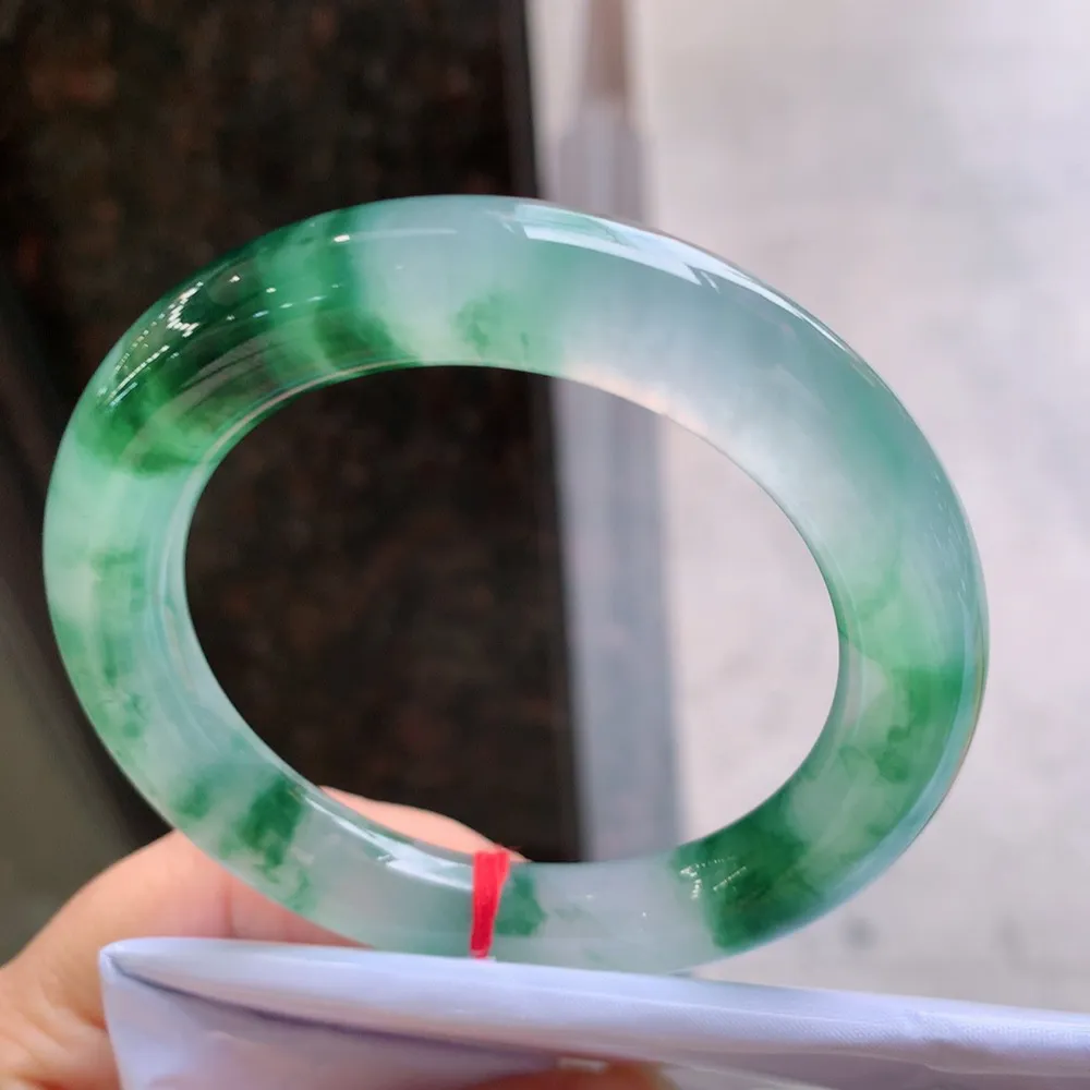 圆条冰玻绿花 微细纹 尺寸:54.1/10.2 花美 起刚光