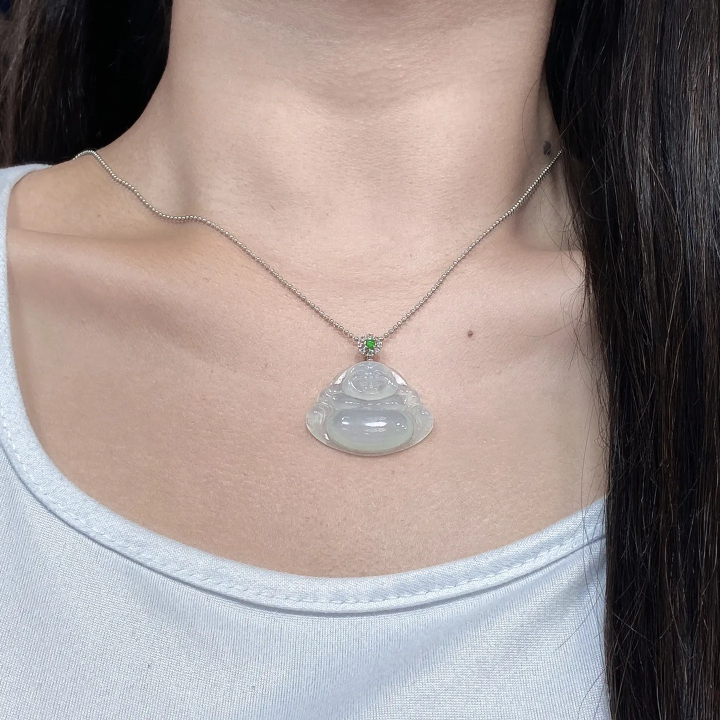 冰种佛公吊坠 尺寸30.9-30.3-5.7毫米