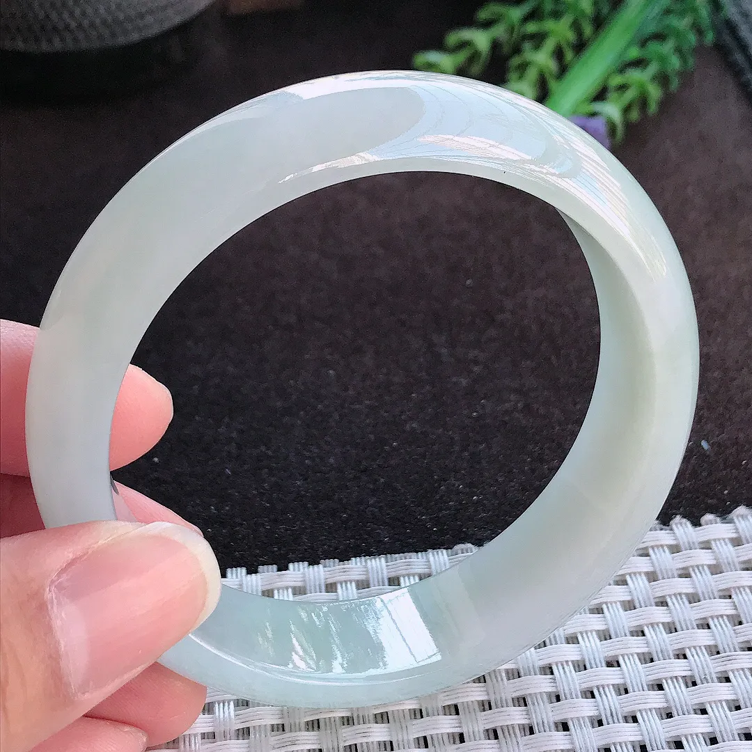 天然a货翡翠59.5/16.5/7.8老坑秀气冰润轮胎手镯宽边玉手镯