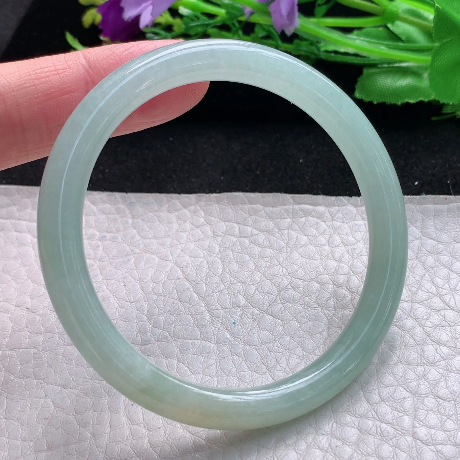 xx自然光54*6.8叮当镯 缅甸翡翠a货玉手镯冰晴圆条珠宝玉手环