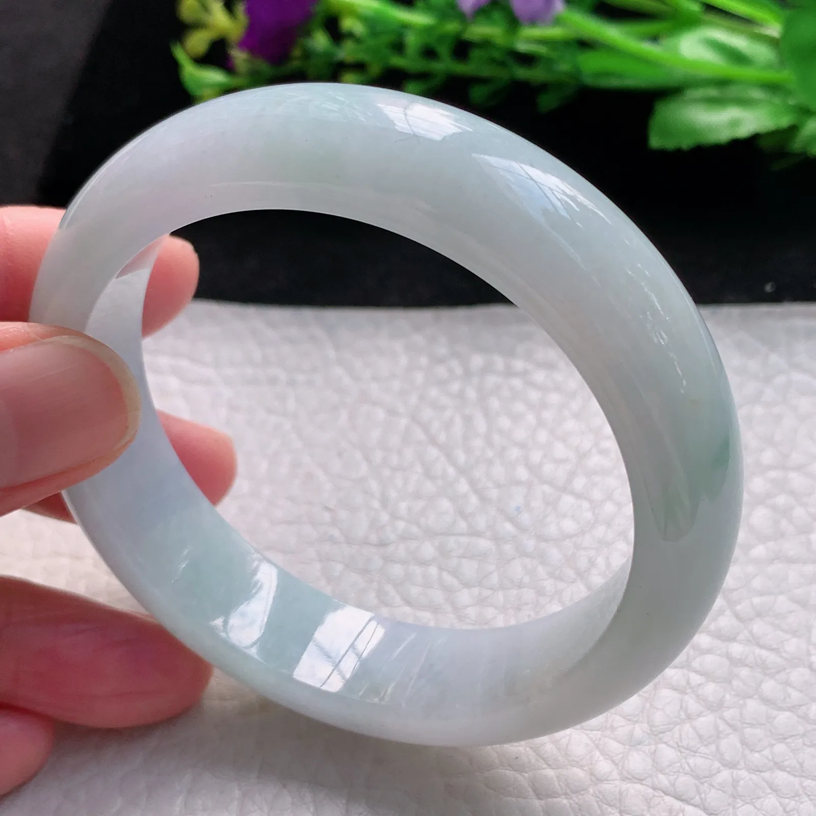 js自然光56*14.6*8.2平安镯 缅甸翡翠a货玉手镯清新宽边珠宝玉手环