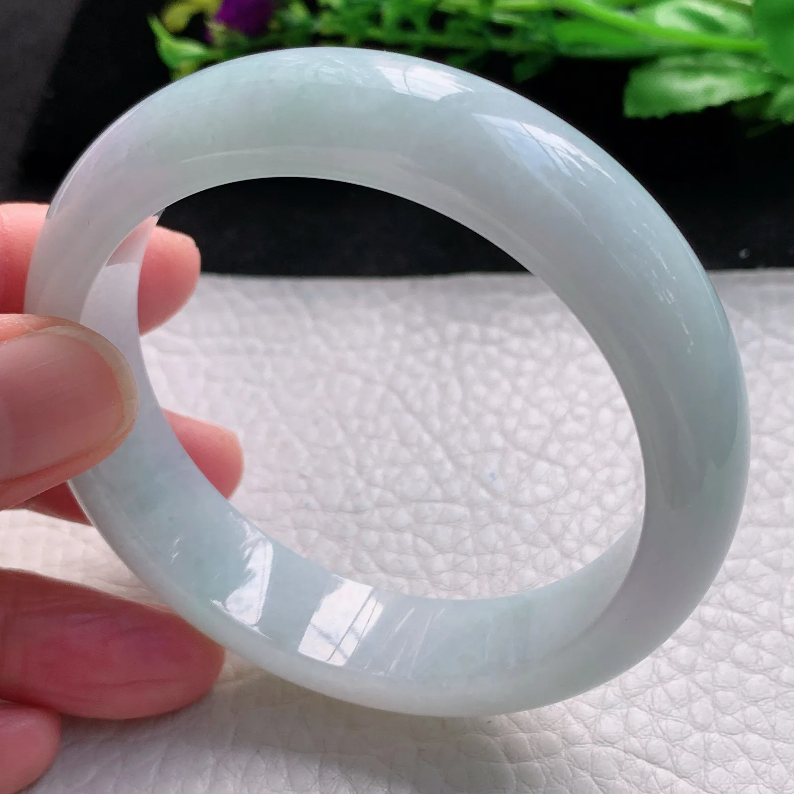 js自然光56*14.6*8.2平安镯 缅甸翡翠a货玉手镯清新宽边珠宝玉手环