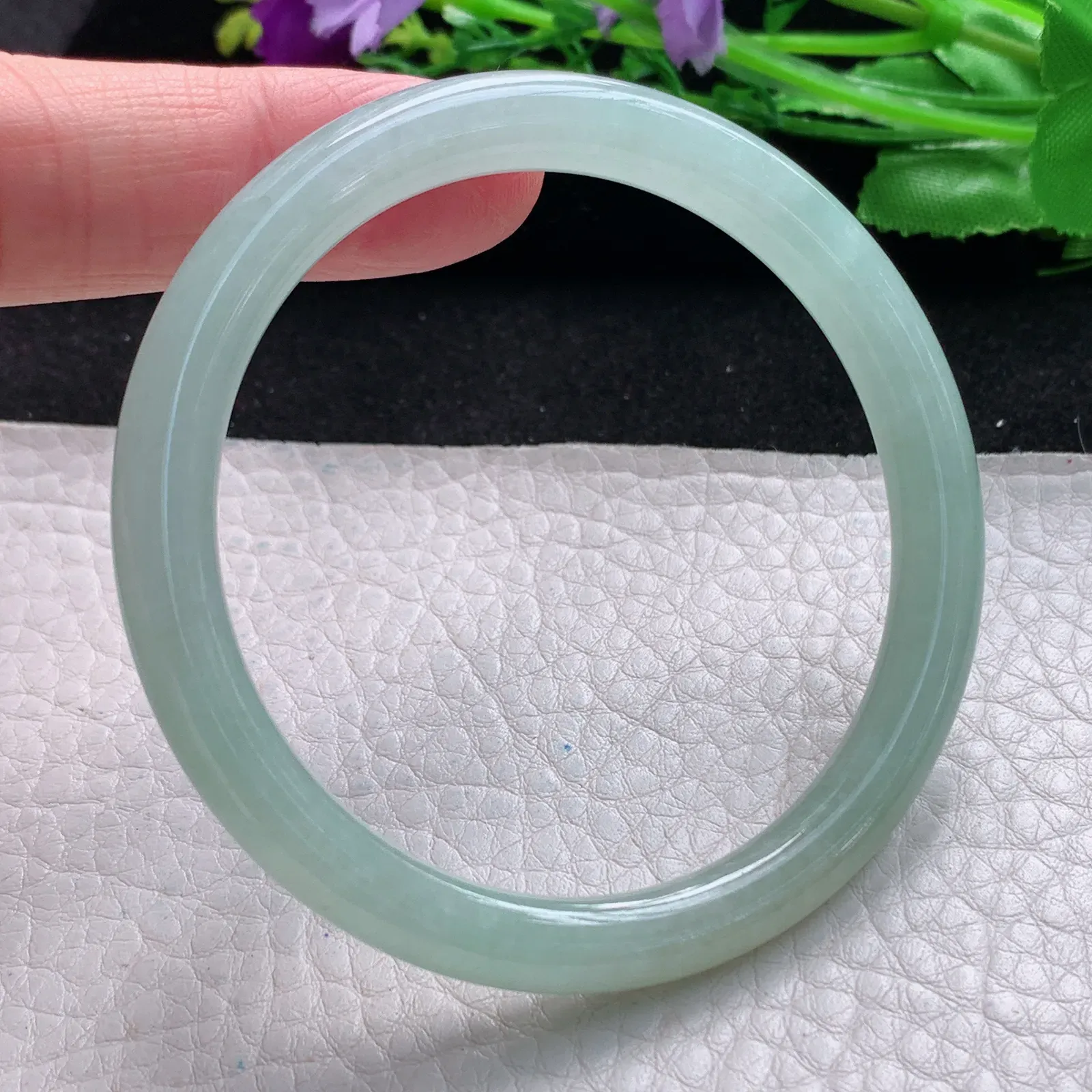 xx自然光54*6.8叮当镯 缅甸翡翠a货玉手镯冰晴圆条珠宝玉手环