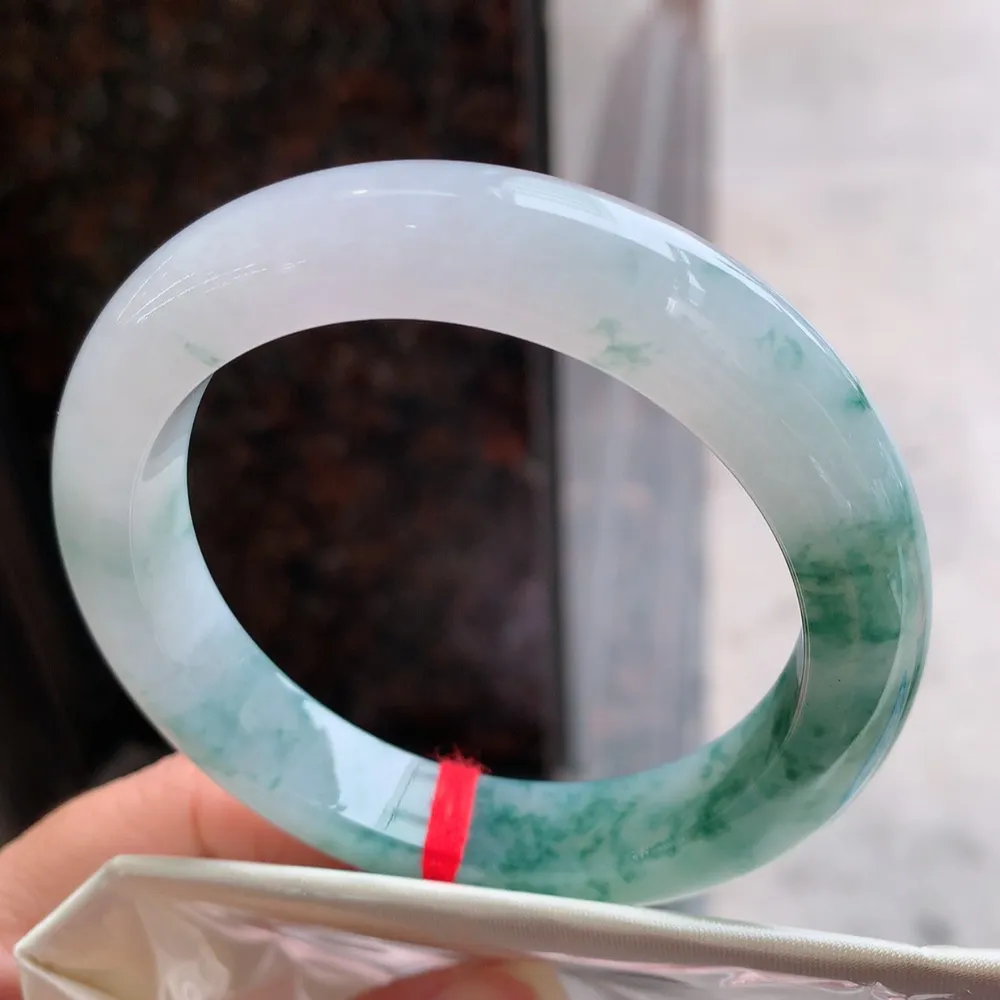 正圈冰蓝绿花 无瑕 尺寸:56.7/12.3/9.4 花美