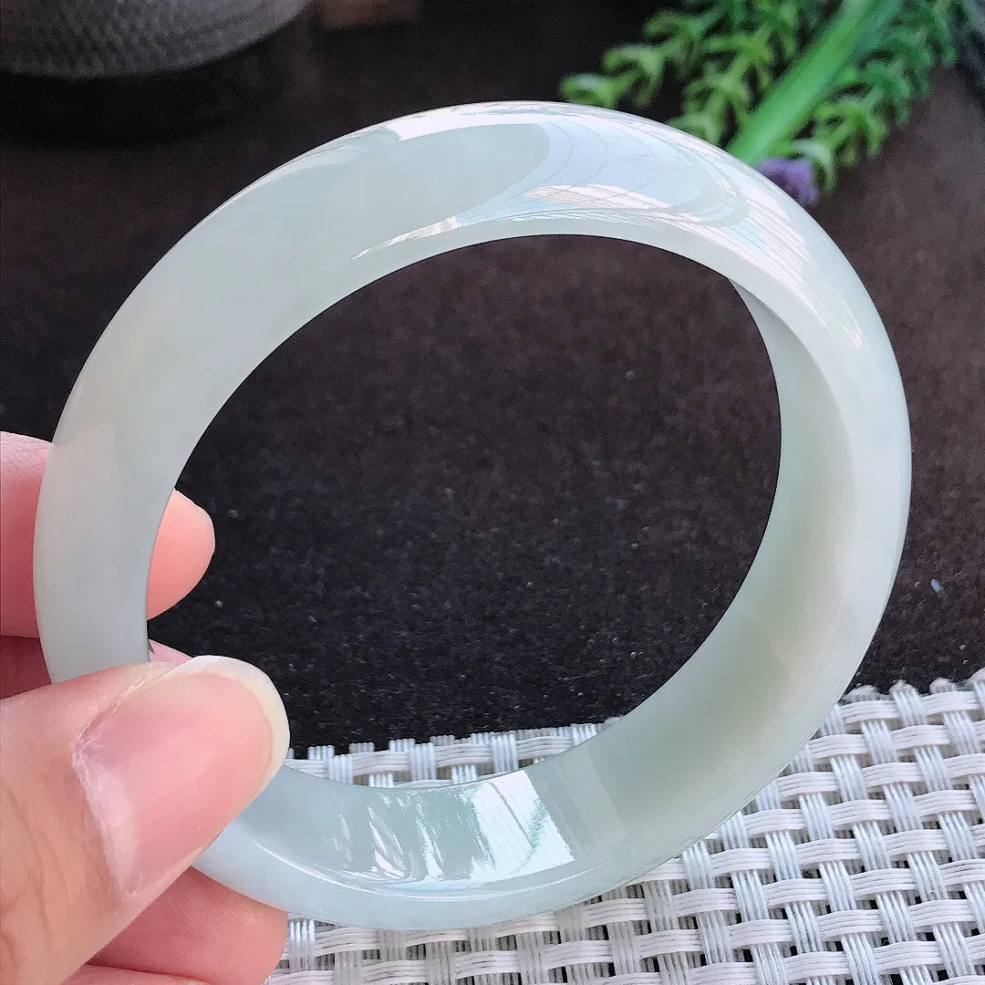 天然a货翡翠59.5/16.5/7.8老坑秀气冰润轮胎手镯宽边玉手镯